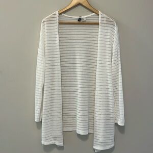 H&M ✨ White Sheer Striped Cardigan Sz M